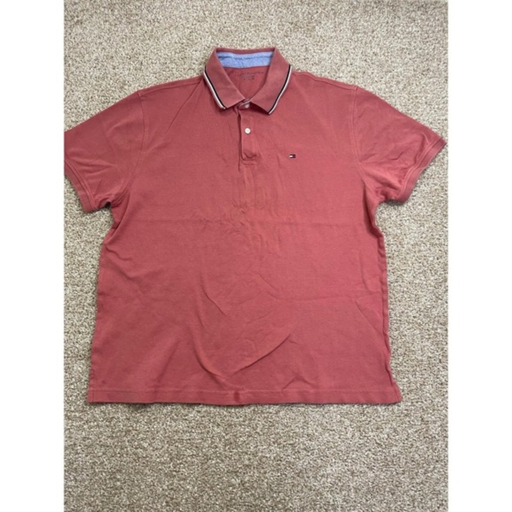 Tommy Hilfiger Polo Shirt Mens XL Classic‎ Fit Flag Logo Short Sleeve Pique
